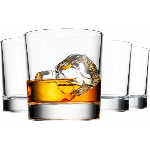  [아마존베스트]Godinger Old Fashioned Whiskey Glasses, Italian Made Glass Beverage Cups - Set of 4