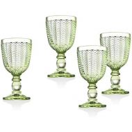 [아마존베스트]Twill White Wine Goblet Beverage Glass Cup by Godinger - Emerald Green - Set of 4