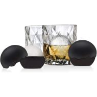 [아마존베스트]Godinger Whiskey Barware Set - 2 Old Fashion Tumbler Glasses with 2 Chilled Whisky Ice Ball Molds