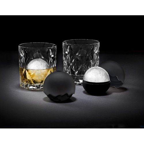  [아마존베스트]Godinger Whiskey Barware Set - 2 Old Fashion Tumbler Glasses with 2 Chilled Whisky Ice Ball Molds