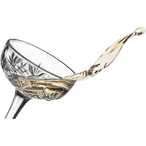  [아마존베스트]Godinger Champagne Coupe Barware Glasses - Set of 4, Dublin Crystal Collection