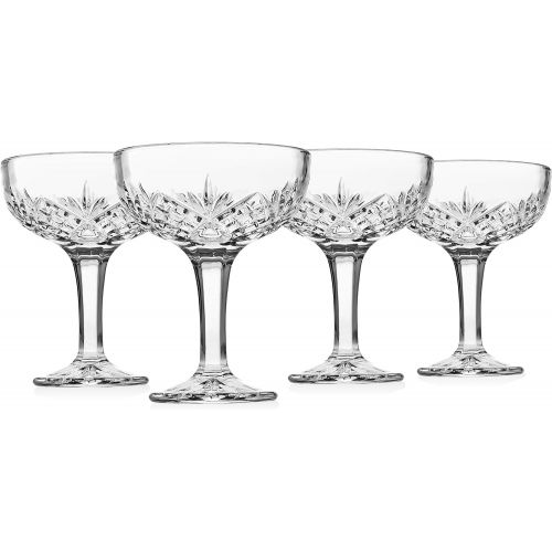 [아마존베스트]Godinger Champagne Coupe Barware Glasses - Set of 4, Dublin Crystal Collection