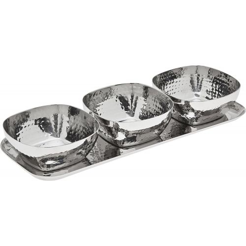  [아마존베스트]Godinger Hammered Tray & 3 Small Bowls