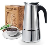 Godmorn Espressokocher, Kaffeekocher, Mokkakanne aus 430 Edelstahl, Espresso Maker fuer 4 Tassen (200 ml), Stovetop Coffee Maker Induktion Herde geeignet