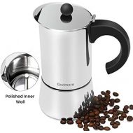 [아마존베스트]Espressokocher, Edelstahl Kaffeekocher, Godmorn Stovetop Espresso Maker: Klassischer Cafe Maker aus 430 Edelstahl, fuer 6 Tassen（300 ml）, fuer Induktions-Herde geeignet (Espresso-Koc