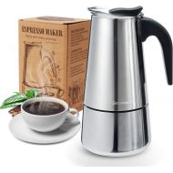 Godmorn Espresso Maker Coffee Maker 430 Stainless Steel Mocha Pot Espresso Maker for 4/6/10 Cups Stovetop Coffee Maker Suitable for Induction Cookers, 200ml