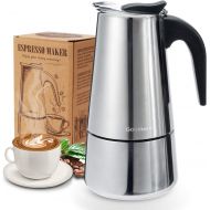 Godmorn Stovetop Espresso Maker, Moka Pot, Percolator Italian Coffee Maker, 300ml/10oz/6 cup (espresso cup=50ml), Classic Cafe Maker, stainless steel , suitable for induction cooke