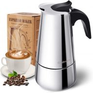 Stovetop Espresso Maker, Moka Pot, Godmorn Italian Coffee Maker 200ml/6.7oz/4 cup (espresso cup=50m), Classic Cafe Percolator Maker, 430 Stainless Steel, Suitable for Induction Coo