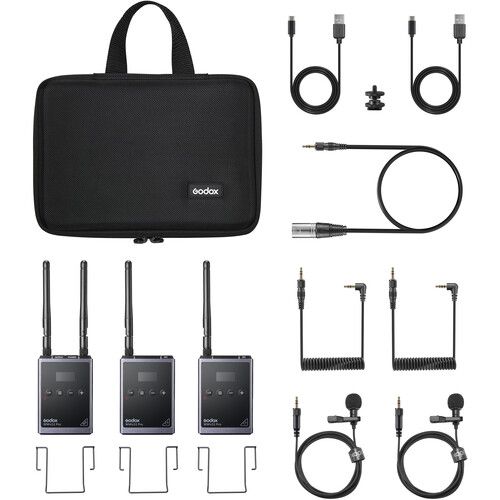  Godox WMicS1 Pro Kit 2 Two-Person Camera-Mount Wireless Omni Lavalier Microphone System (514 to 596 MHz)