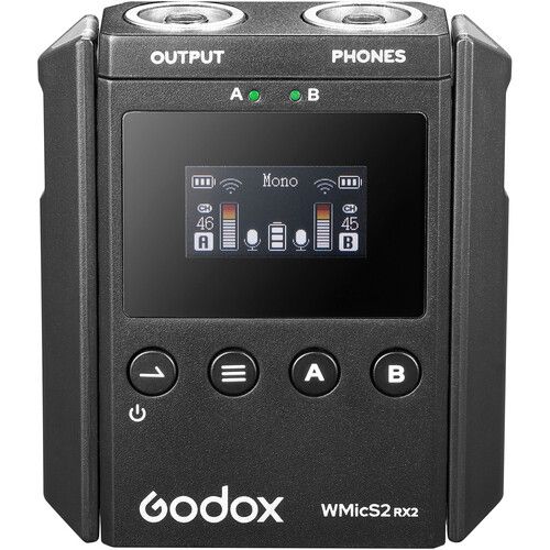  Godox WMicS2 UHF Compact 2-Person Wireless Microphone System for Cameras & Smartphones with 3.5mm (514 to 596 MHz)