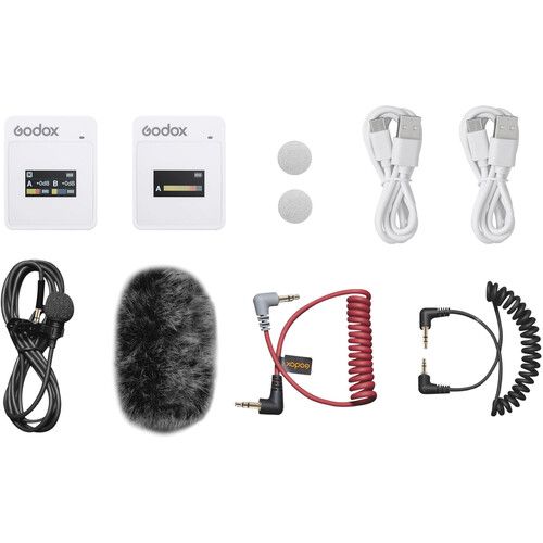  Godox MoveLink II M1 Compact Wireless Microphone System for Cameras & Smartphones with 3.5mm (2.4 GHz, White)