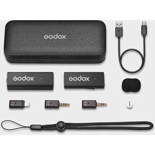  Godox MoveLink Mini LT Wireless Microphone System for Cameras & iOS Devices (2.4 GHz, Classic Black)