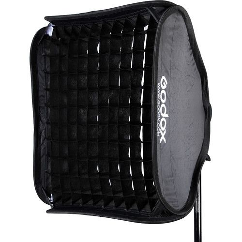  Godox S-Type Bowens Mount Flash Bracket with Softbox and Grid Kit (15.7 x 15.7