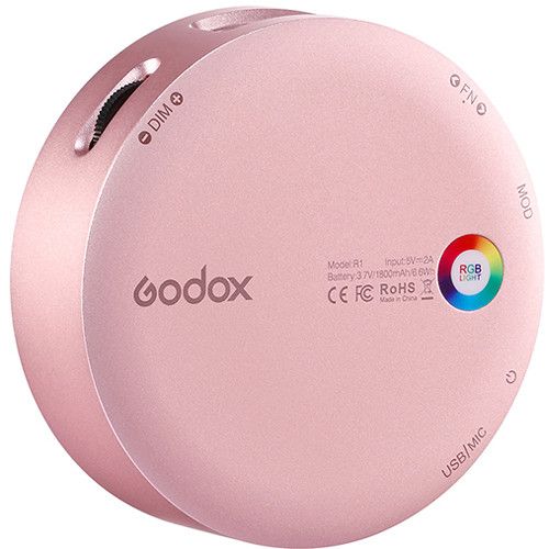  Godox Round Mini RGB LED Magnetic Light (Pink)