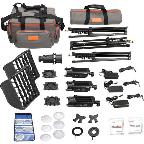  Godox S30-D Focusing LED 3-Light Kit