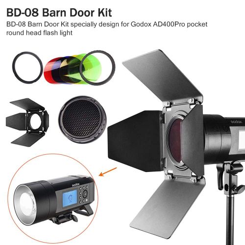  GODOX BD-08 Flash Accessories Kit for Godox AD400Pro Outdoor Flash (Honey Comb,Four-Wing Reflector and Four Color Filters) Godox AD400 Accessories (BD-08)