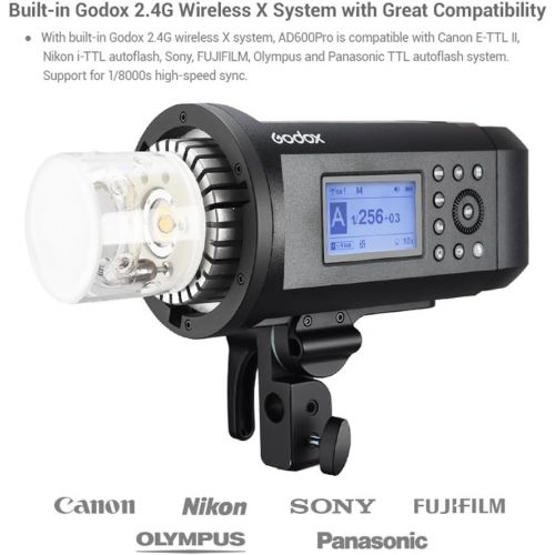  Godox AD600 Pro AD600Pro 600Ws TTL Outdoor Flash with Li-ion Battery HSS 1/8000s Strobe Light, Built-in Godox 2.4G Wireless X System Compatible for Canon Nikon Sony FUJIFILM Olympu