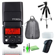 Godox TT350F Mini Thinklite TTL Flash for Fujifilm Cameras Includes Padded Backpack for Cameras and Extras, Cleaning Kit, and Full Tripod