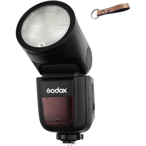  Godox V1-F Round Head Speedlite Compatible for Fujifilm, TTL Speedlight 2.4G Wireless System 1/8000s High-Speed Sync, 10 Level LED Modeling Lamp, 2600mAh Lithium Battery with 1.5s
