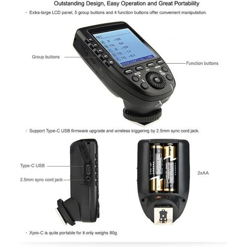  Godox Xpro-F for Fuji Fujifilm TTL Wireless Flash Trigger, 1/8000s HSS, TTL-Convert-Manual Function, Large Screen, 5 Dedicated Group Buttons, 11 Customizable Functions with PERGEAR