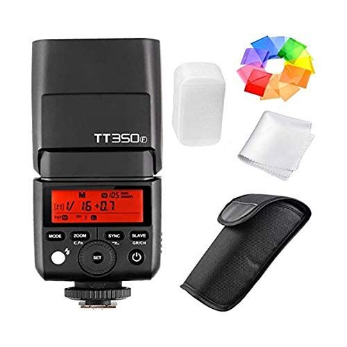  Godox TT350F 2.4G HSS 1/8000s TTL GN36 Camera Flash Speedlite for Fuji Cameras X-Pro2 X-T20 X-T2 X-T1 X-Pro1 X-T10 X-E1 X-A3 X100F X100T with Color Filters and PERGEAR Cleaning Clo