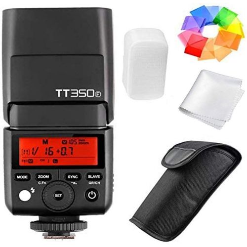  Godox TT350F 2.4G HSS 1/8000s TTL GN36 Camera Flash Speedlite for Fuji Cameras X-Pro2 X-T20 X-T2 X-T1 X-Pro1 X-T10 X-E1 X-A3 X100F X100T with Color Filters and PERGEAR Cleaning Clo