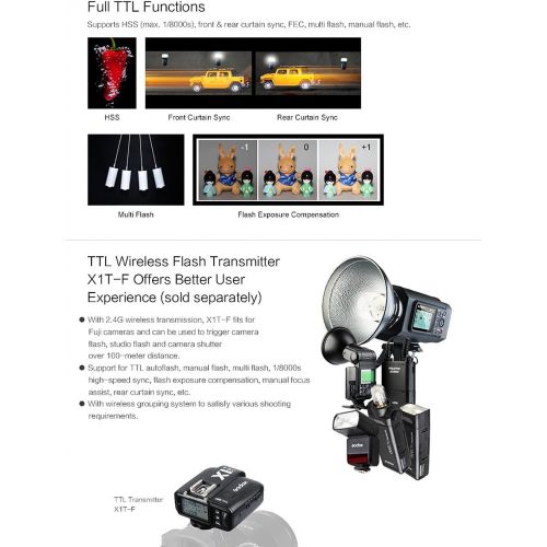  Godox TT350F 2.4G HSS 1/8000s TTL GN36 Camera Flash Speedlite for Fuji Cameras X-Pro2 X-T20 X-T2 X-T1 X-Pro1 X-T10 X-E1 X-A3 X100F X100T with Color Filters and PERGEAR Cleaning Clo