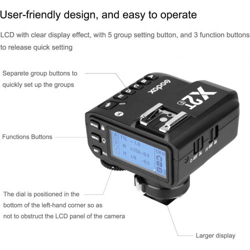  Godox X2T-F TTL Wireless Flash Trigger for Fujifilm, Support 1/8000s HSS Function, 5 Dedicated Group Button and 3 Function Button for Quick Setting