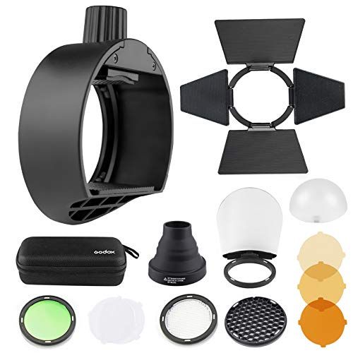  Godox AK-R1 Round Head Accessories Kit & Godox S-R1 Flash Head Adapter Compatible for Godox V860II TT685 TT600 Compatible with Canon with Nikon with Sony Camera Flash Speedlight