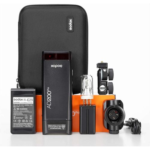  Godox AD200Pro Pocket Flash with Double Head, 2.4G Wireless System 1/8000s HSS, 200Ws with 2900mAh Lithium Battery Compatible with Canon Nikon Sony Fuji Olympus Panasonic Pentax Ca