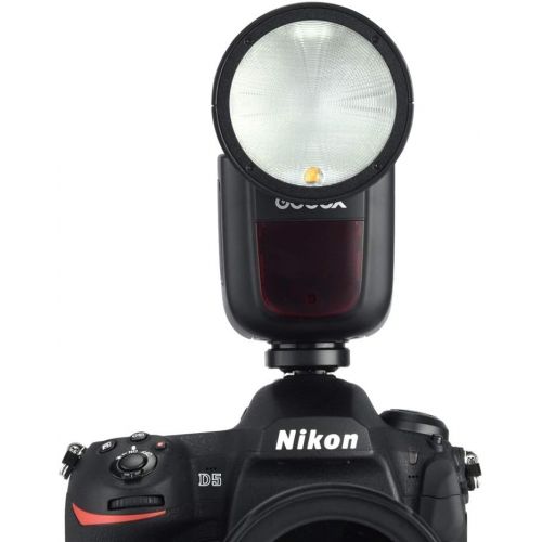  Godox V1-N Flash for Nikon, 76Ws 2.4G TTL Round Head Flash Speedlight, 1/8000 HSS, 480 Full Power Shots, 1.5s Recycle Time, 2600mAh Lithium Battery, 10 Level LED Modeling Lamp, W/C