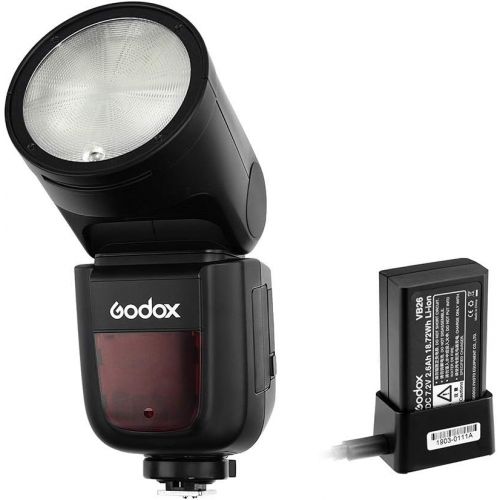  Godox V1-N Flash for Nikon, 76Ws 2.4G TTL Round Head Flash Speedlight, 1/8000 HSS, 480 Full Power Shots, 1.5s Recycle Time, 2600mAh Lithium Battery, 10 Level LED Modeling Lamp, W/C