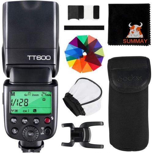  GODOX TT600 Master Slave Flash Speedlite with Standard Hotshoe Interface for Canon Nikon Pentax Olympus Fujifilm Camera, GN60, 5600k±200k, X System, 0.1-2.6s Recycle Time