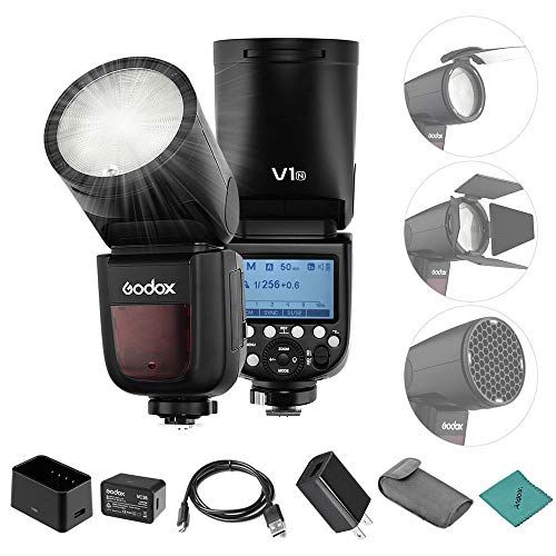  Godox V1N Flash Professional Camera Flash Speedlite Speedlight Round Head Wireless 2.4G Fresnel Zoom for Nikon D5300 D750 D850 D7100 Z7Cameras Camcorder for Wedding Portrait Studio