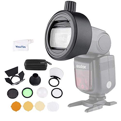  Godox AK-R1 Round Head Accessories Kit with S-R1 Flash Head Adapter - Compatible with Godox V860II TT685 TT600 and Canon Nikon Sony Camera Flash Speedlight