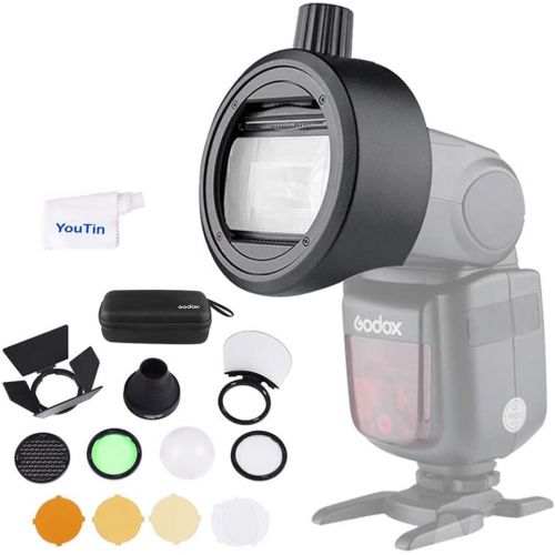  Godox AK-R1 Round Head Accessories Kit with S-R1 Flash Head Adapter - Compatible with Godox V860II TT685 TT600 and Canon Nikon Sony Camera Flash Speedlight