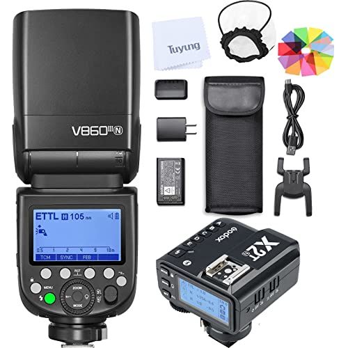  Godox V860III-N 2.4G Wireless i-TTL 1/8000s HSS Flash Speedlite with X2T-N Wireless Trigger, with Built-in Large Capacity Lithium Battery, Compatible with Nikon DSLR Camera