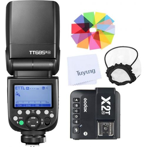  Godox TT685II-N i-TTL GN60 2.4GHz Wireless HSS 1/8000s Flash Speedlite with X2T-N Wireless Flash Trigger Transmitter Compatible for Nikon DSLR Cameras (i-TTL autoflash)