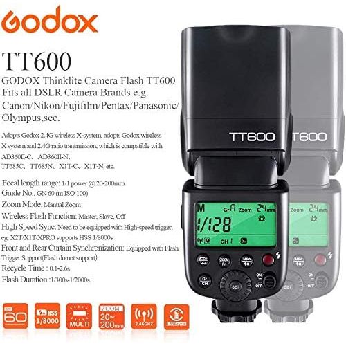  Godox TT600 2.4G Wireless Flash Speedlite Master/Slave Flash with Built-in Trigger System Compatible for Canon Nikon Pentax Olympus Fujifilm Panasonic (TT600)