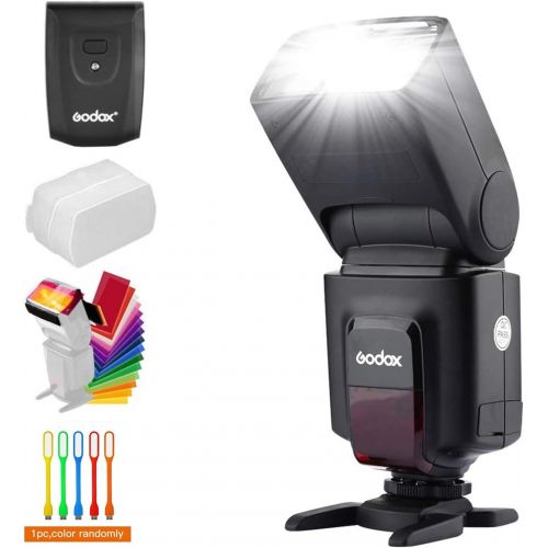  Godox Wireless 433MHz GN33 Camera Flash Speedlite with Built-in Receiver with RT Transmitter Compatible for Canon Nikon Sony Olympus Pentax Fuji DSLR Cameras with Diffuser + Filter