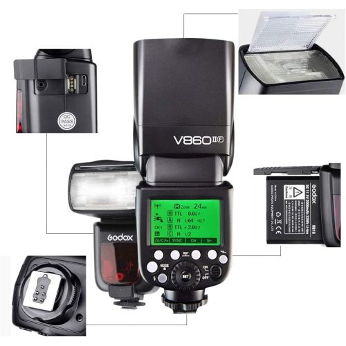  GODOX V860II-N TTL Flash 1/8000s High-Speed Sync GN60 Camera Flash Speedlight with Rechargeable Battery 1.5S Recycle Time 650 Full Power Flashes for Nikon D3400 D3200 D5300 D5600 D