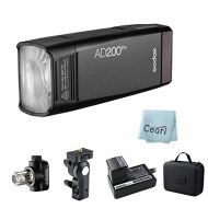 Godox AD200Pro 200Ws TTL 2.4G HSS 1/8000s Pocket Flash Speedlite with 2900mAh Lithium Battery, 0.1-1.8s Recycle Time, 480 Full Power Flashes for Canon Nikon Sony DSLR Camera + CEAR