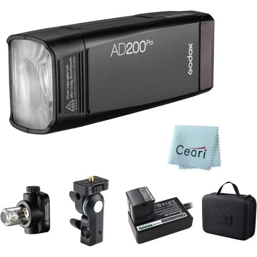  Godox AD200Pro 200Ws TTL 2.4G HSS 1/8000s Pocket Flash Speedlite with 2900mAh Lithium Battery, 0.1-1.8s Recycle Time, 480 Full Power Flashes for Canon Nikon Sony DSLR Camera + CEAR