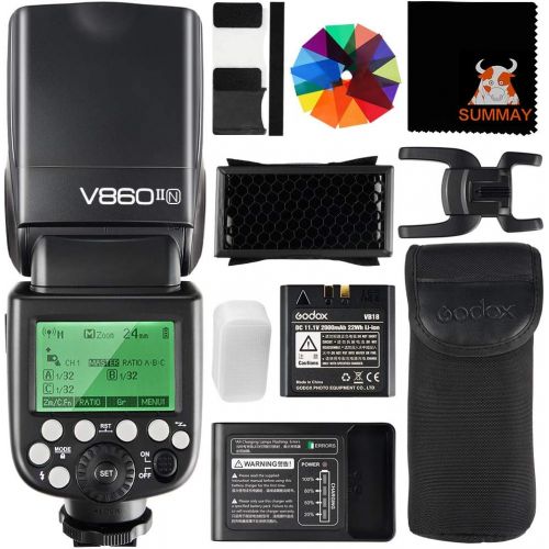  GODOX V860II-N TTL Flash 1/8000s High-Speed Sync GN60 Camera Flash Speedlight with Rechargeable Battery 1.5S Recycle Time 650 Full Power Flashes for Nikon D3400 D3200 D5300 D5600 D