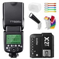 Godox TT685F TTL 2.4G GN60 High-Speed Sync 1/8000s Master Slave Flash Speedlite Speedlight with X2T-F Wireless Trigger Transmitter Compatible for Fujifilm Cameras & Diffuser & Filt