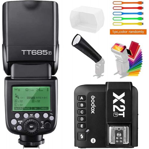  Godox TT685F TTL 2.4G GN60 High-Speed Sync 1/8000s Master Slave Flash Speedlite Speedlight with X2T-F Wireless Trigger Transmitter Compatible for Fujifilm Cameras & Diffuser & Filt