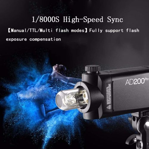  Godox AD200Pro TTL 2.4G HSS 1/8000s Pocket Flash Light Double Head 200Ws with 14.4V/2900mAh Lithium Battery and Godox XPro-N Flash Trigger Compatible for Nikon Camera