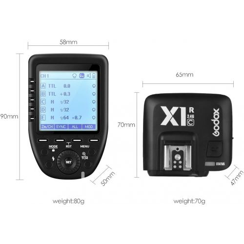  Godox Xpro-N 2.4G x System TTL Wireless Flash Trigger Transmitter & 2 x Godox X1R-N Controller Receiver Compatible for Nikon Flash