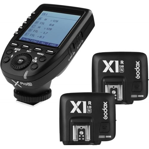  Godox Xpro-N 2.4G x System TTL Wireless Flash Trigger Transmitter & 2 x Godox X1R-N Controller Receiver Compatible for Nikon Flash