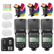 Godox 3X TT600 High Speed Sync 2.4G GN60 Camera Flash Speedlite Speedlight with Godox X2T-N Wireless Remote Trigger Transmitter Compatible for Nikon Cameras & 3X Diffuers & 3X Filt